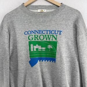CONNECTICUT GROWN Sweatshirt L Department Agriculture Farming Farmer Gray VTG